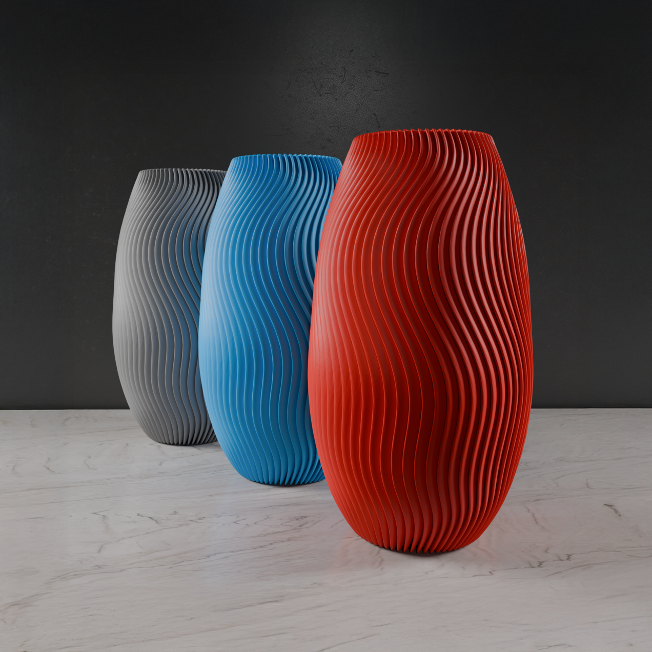 Modern 3D-Printed Ripple Vase – Elegant \u0026 Contemporary Design, image size:1272x1272